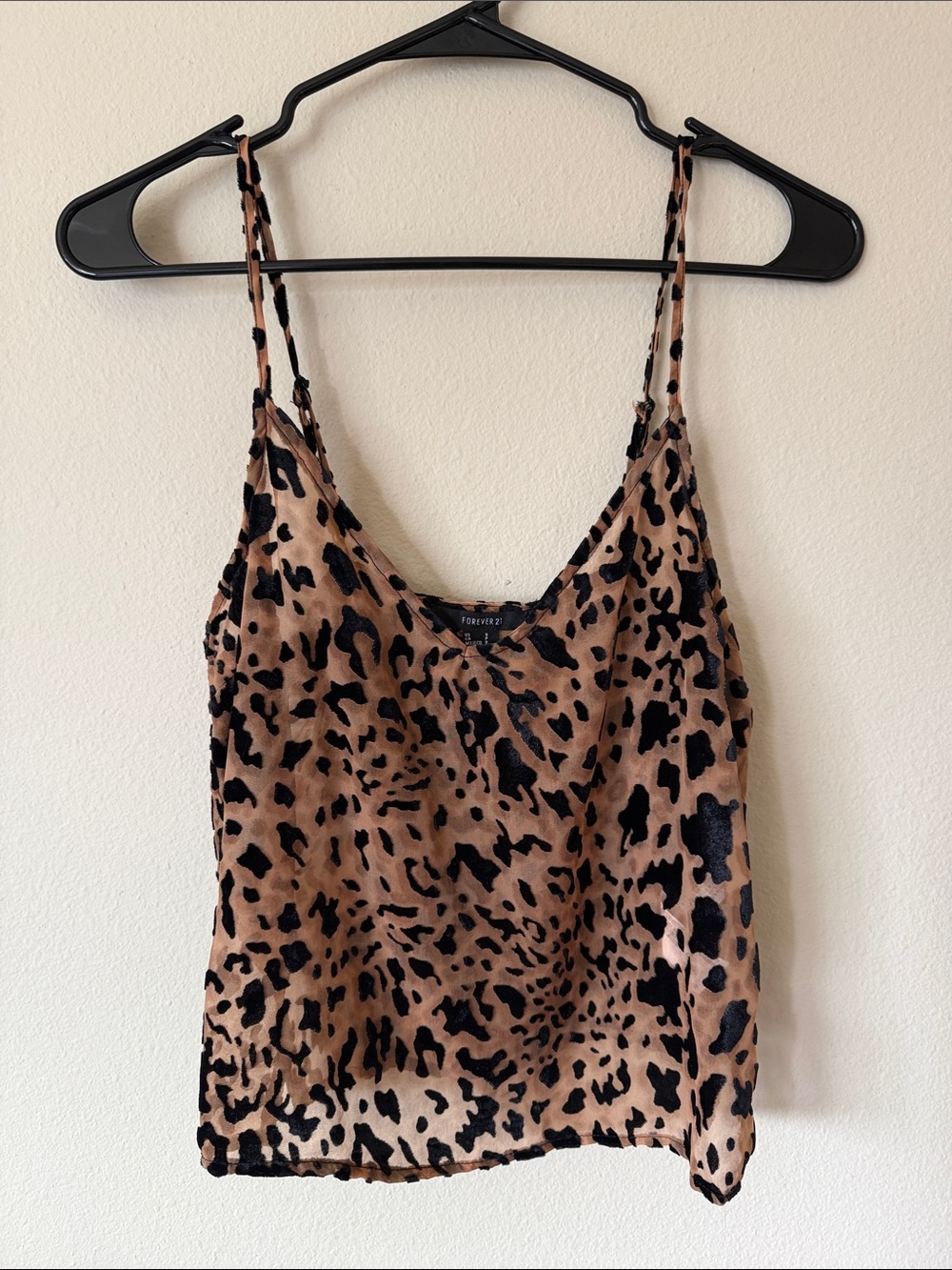 Forever 21 Tan and Black Leopard Print Cami with Velvet Accents - Picture 2 of 4